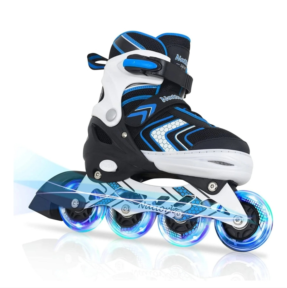 Inline Skates for Girls and Boys with Light up Wheels Blue ADJUSTABLE